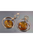 Russian Soviet silver rose gold plated 925 Amber earrings veab010